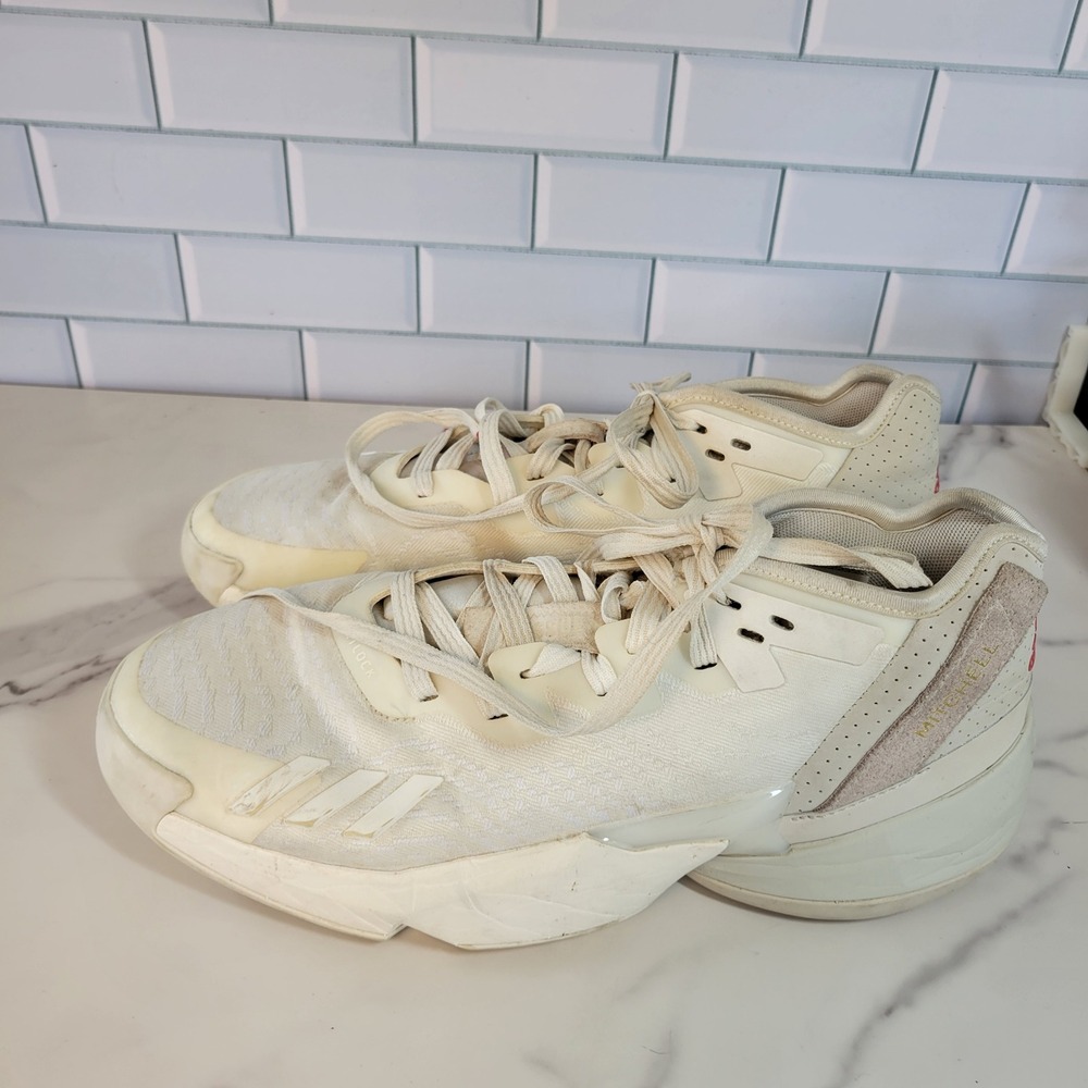 Adidas DON Issue 4 Donovan Mitchell Basketball Shoes Mens 8.5 Cream White HR1783